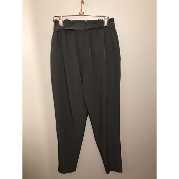 Modern Ambition Paperbag Pants Waist Tie Pockets High Rise Technical Small Gray - Picture 3 of 9